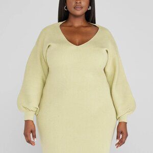 Plus Size Puff Sleeve Sweater Dress